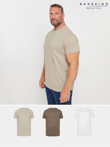 BadRhino Big & Tall White 100% Cotton T-Shirts 3 Pack (AD7423) | £29
