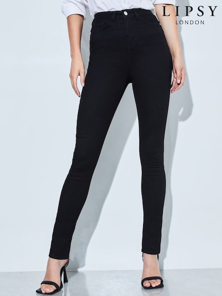 Lipsy Black High Waist Sculpt Slim and Shape Skinny Jeans (AD7780) | £49