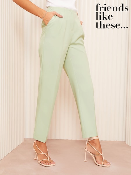 Friends Like These Green Tailored Tapered Ankle Grazer Trousers (AD8114) | £30