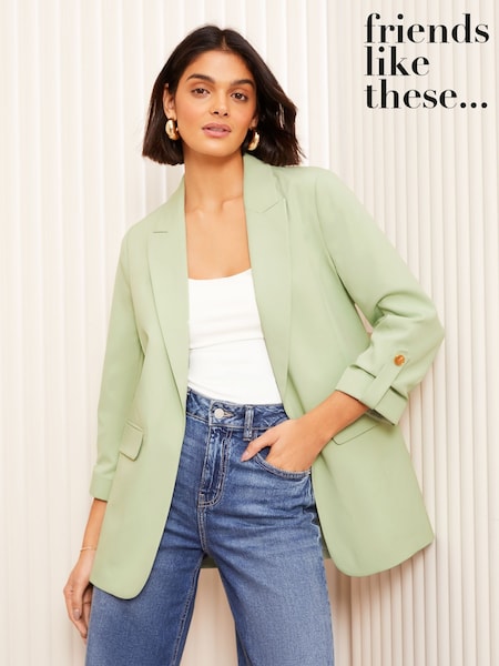 Friends Like These Green Haze Edge to Edge Tailored Sleeve Detail Blazer (AD8122) | £44