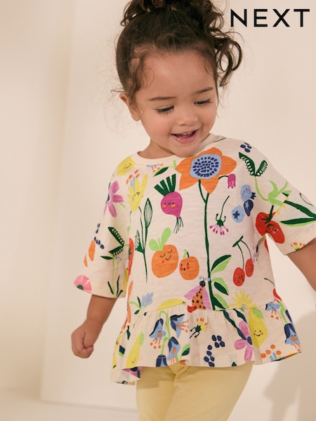 Bright Fruit Character 100% Cotton Short Sleeve Peplum T-Shirt (3mths-7yrs) (AD8248) | £4.50 - £6.50