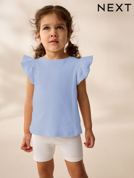 Blue Frill Shoulder Ribbed Vest (3mths-7yrs) (AD8259) | £3 - £5