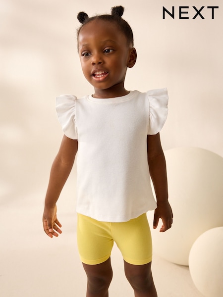 Ecru Frill Shoulder Ribbed Vest (3mths-7yrs) (AD8286) | £3 - £5
