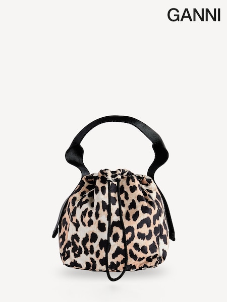 GANNI Brown Leopard Print Tech Pouch (AD8296) | £115