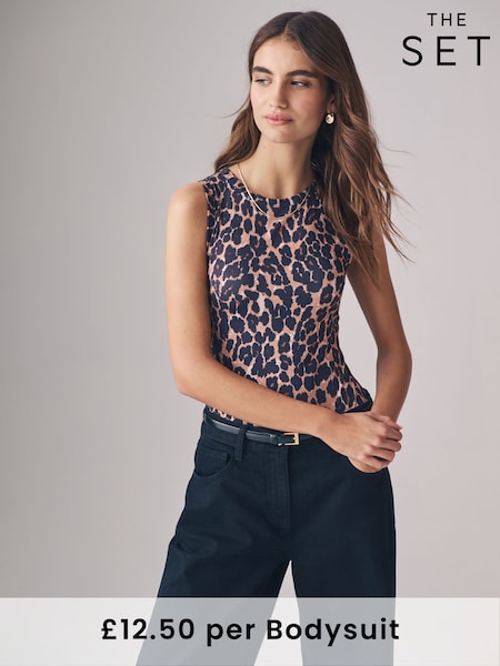 The Set Black / Animal 2 Pack Smoothing Sleeveless Bodysuits (AD8897) | £25