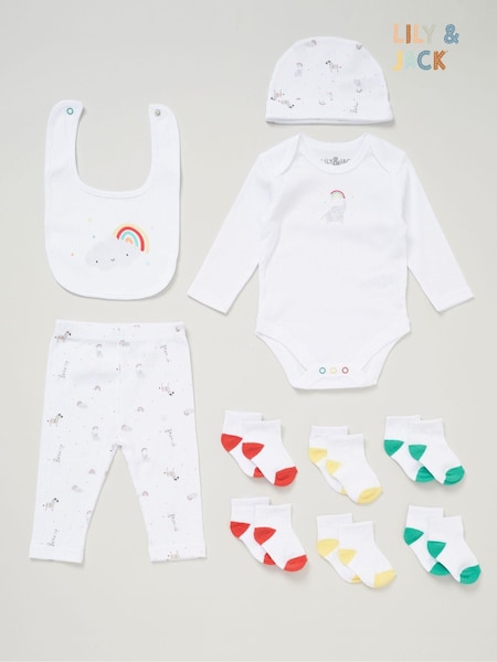 Lily & Jack Baby Bodysuit Hat Trousers 100% Cotton Bib and Socks Gift Set 10 Piece (AD8952) | £20