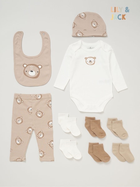 Lily & Jack Baby Bodysuit Hat Trousers 100% Cotton Bib and Socks Gift Set 10 Piece (AD8961) | £20