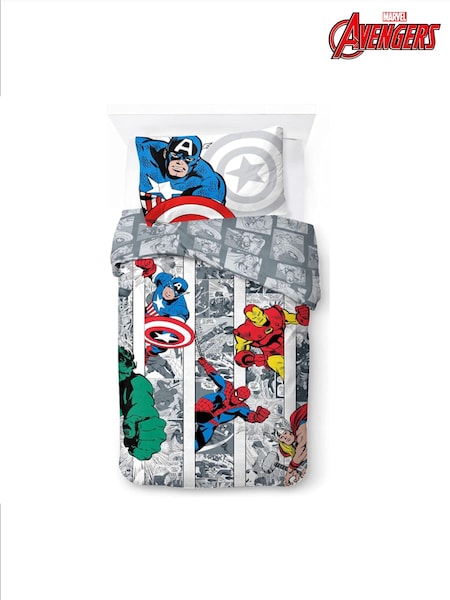 Avengers Multicolor Comic Cool Duvet Cover and Pillowcase Set (AD9592) | £33