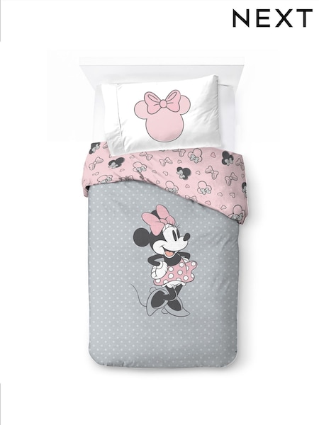 Disney Gray Minnie Mouse One of a Kind Duvet Cover and Pillowcase Set (AD9594) | £33