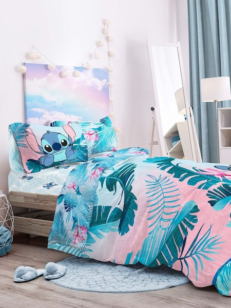 Disney Multicolor Lilo & Stitch Floral Duvet Cover and Pillowcase Set (AD9602) | £33