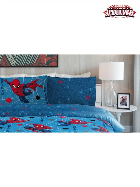 Spider-Man Blue Spidey Faces Duvet Cover and Pillowcase Set (AD9605) | £33