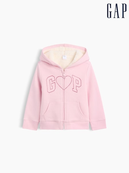 Pink Heart - Gap Sherpa-lined Logo Zip-up Hoodie (6mths-5yrs)