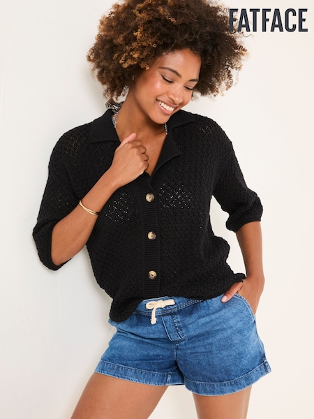 FatFace Black 100% Cotton Beachwear Knitted Shirt (AD9820) | £49.50