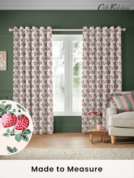 Cath Kidston Cream Strawberries Made To Measure 100% Cotton Curtain (AD9881) | £91