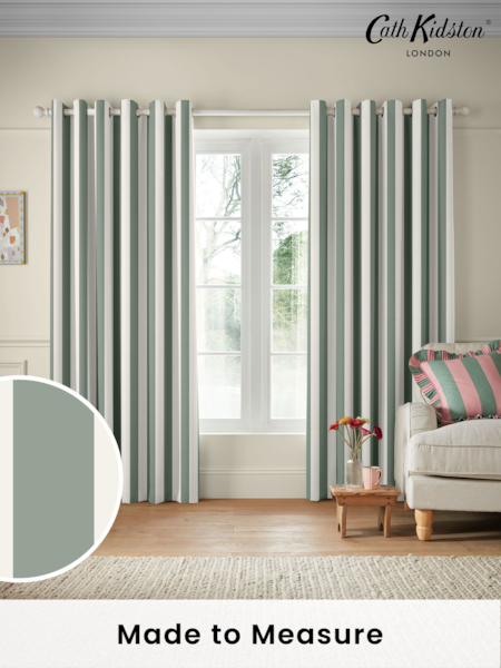 Cath Kidston Sage Green Canopy Stripe Made to Measure 100% Cotton Curtain (AD9884) | £91