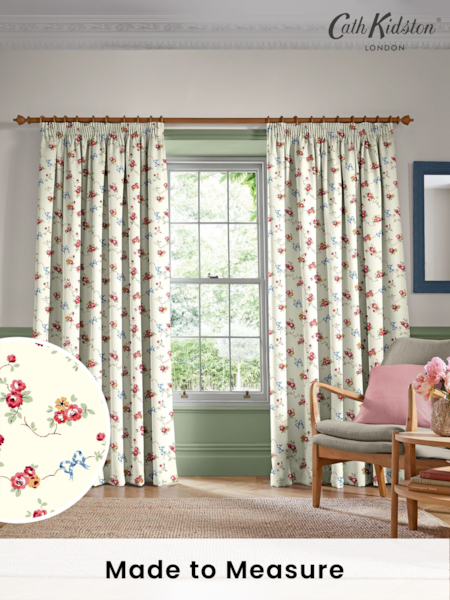 Cath Kidston Cream Rose And Bows Made To Measure 100% Cotton Curtain (AD9886) | £91