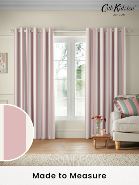 Cath Kidston Pink Canopy Stripe Made to Measure 100% Cotton Curtain (AD9887) | £91