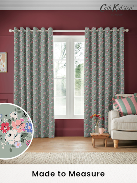 Cath Kidston Sage Green Clifton Floral Made To Measure 100% Cotton Curtain (AD9888) | £91