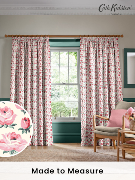 Cath Kidston Pink/Red Buds Made to Measure 100% Cotton Curtain (AD9891) | £91