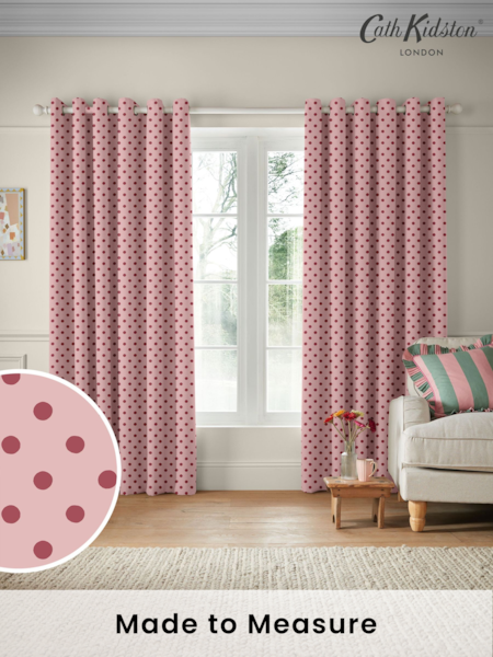 Cath Kidston Pink Button Spot Made to Measure 100% Cotton Curtain (AD9892) | £91