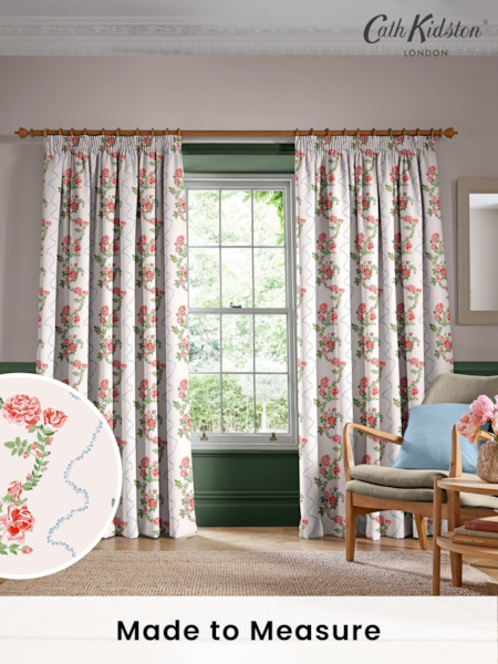 Cath Kidston Pink Rose Flutter Made to Measure 100% Cotton Curtain (AD9893) | £91