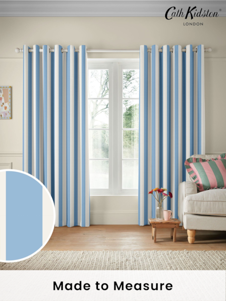 Cath Kidston Blue Canopy Stripe Made To Measure 100% Cotton Curtain (AD9896) | £91