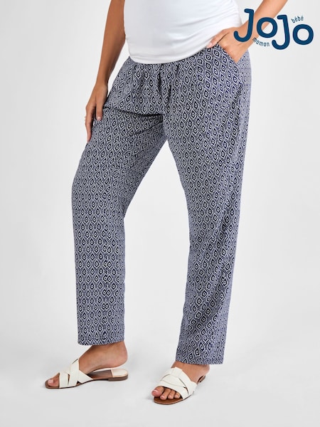 JoJo Maman Bébé Navy Maternity Patterned Printed Trousers (AD9944) | £39.50