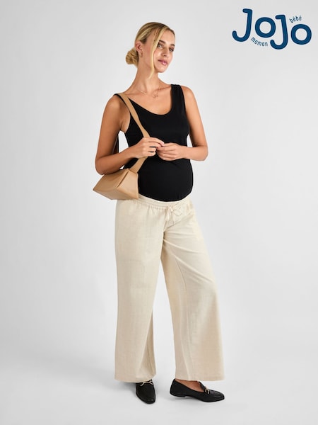 JoJo Maman Bébé Stone Linen Blend Maternity Trousers (AD9955) | £39.50