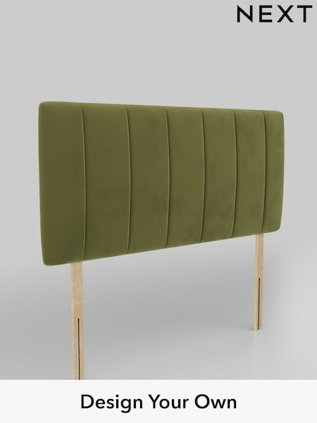 Plush Velvet Easy Clean/Mid Olive Green Panel Headboard (AE0006) | £220