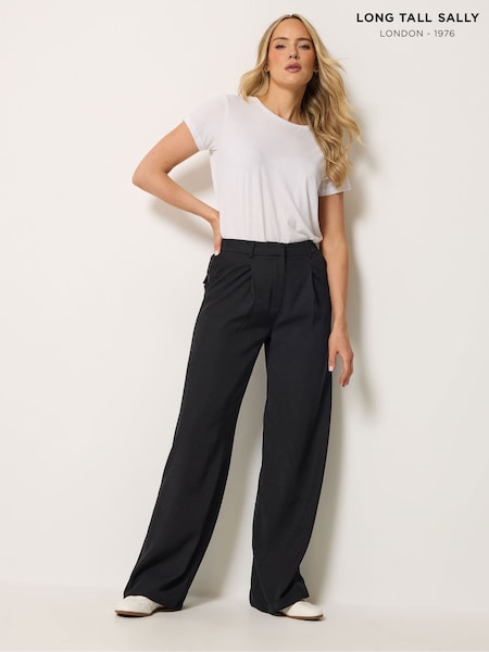 Black - Long Tall Sally Pleated Wide Leg Trousers