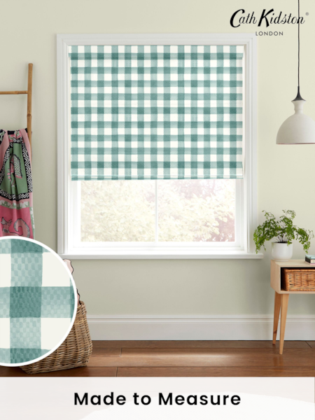 Cath Kidston Green Hand painted Gingham Made to Measure 100% Cotton Roman Blind (AE0215) | £79