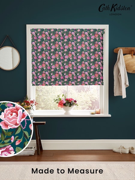 Cath Kidston Teal Blue Dolly Rose Made to Measure 100% Cotton Roman Blind (AE0219) | £79
