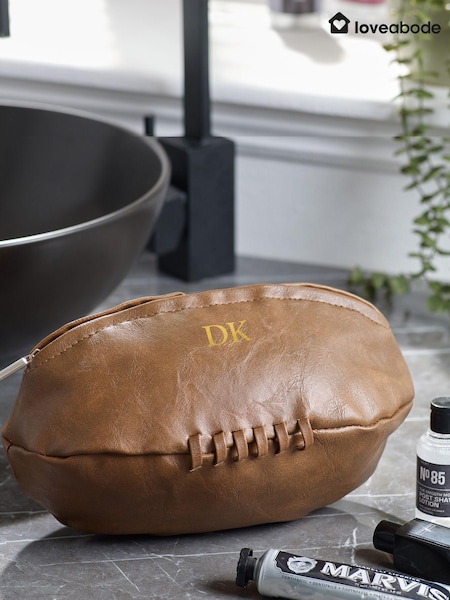 Personalised Rugby Shape Washbag (AE0277) | £22