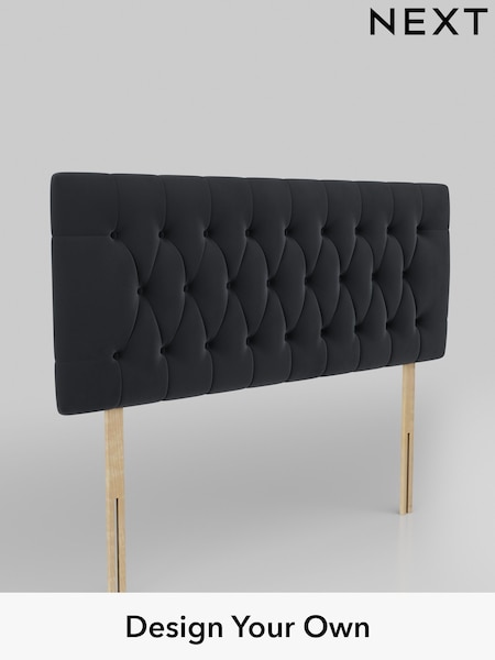 Plush Velvet Easy Clean/Charcoal Grey Parisian Headboard (AE0354) | £295
