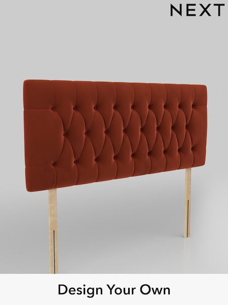 Plush Velvet Easy Clean/Ginger Orange Parisian Headboard (AE0355) | £295