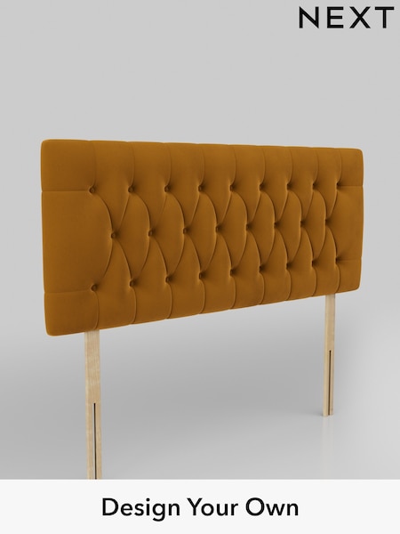 Plush Velvet Easy Clean/Mustard Yellow Parisian Headboard (AE0357) | £245