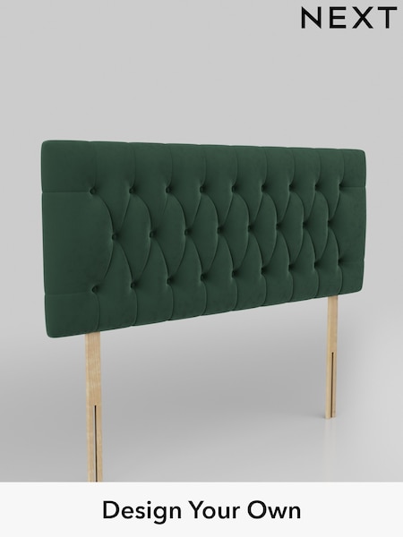 Plush Velvet Easy Clean/Bottle Green Parisian Headboard (AE0361) | £295