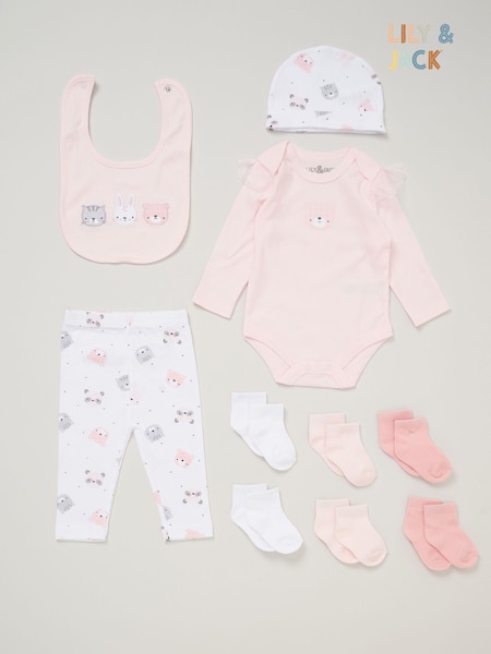 Lily & Jack Baby Bodysuit Hat Trousers 100% Cotton Bib and Socks Gift Set 10 Piece (AE0406) | £20