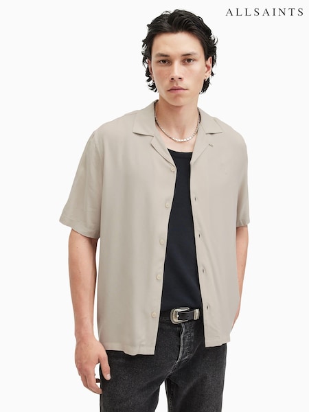 AllSaints Cream Venice Short Sleeve Shirt (AE0446) | £99