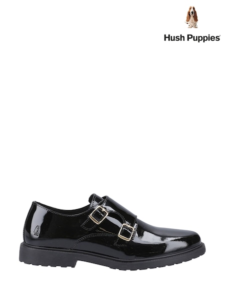 Black Patent - Hush Puppies Verity Monk School Shoes