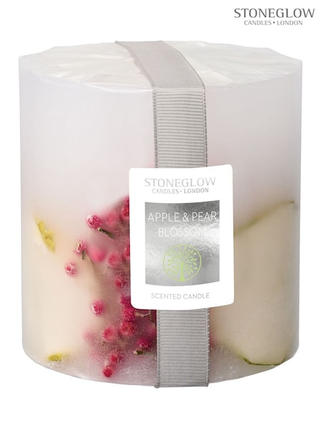 Stoneglow Apple & Pear Blossom Natures Gift Pillar Scented Candle (AE2356) | £25