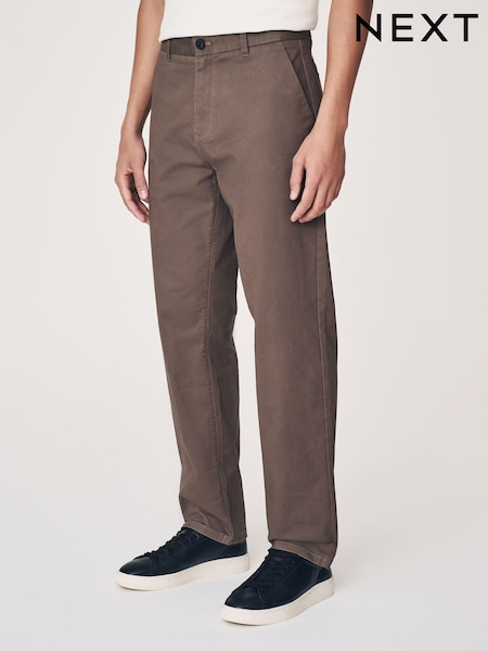 Truffle Brown Straight Fit Stretch Chinos Trousers (AE3369) | £24