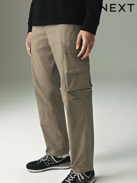 Light Brown Regular Tapered Fit Tech Stretch Utility Cargo Trousers (AE3482) | £38