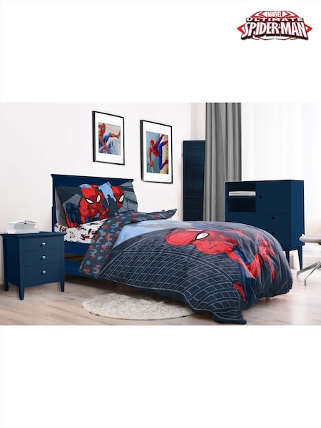 Spider-Man Blue Marvel Spiderman City Streets Duvet Cover, Fitted Sheet & Pillowcase Set (AE4226) | £45