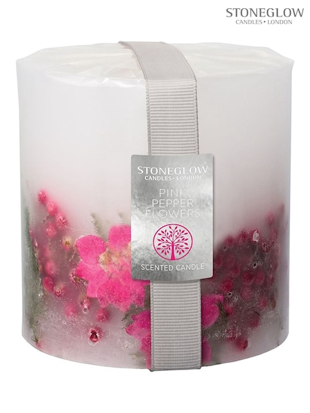 Stoneglow Natures Gift Pink Pepper Flowers Candle (AE4517) | £28