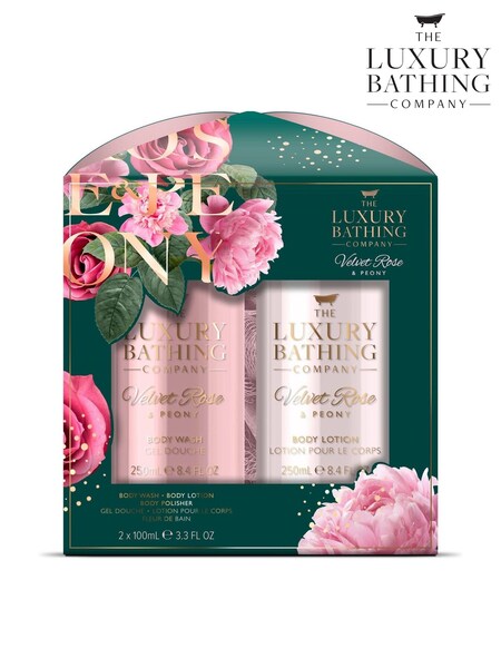 The Luxury Bathing Company Velvet Rose and Peony Glamourous Glow Gift Set (AE5344) | £7.50