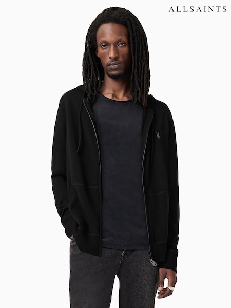 Allsaints Black Mode Merino Zip Hoodie (AE5598) | £109