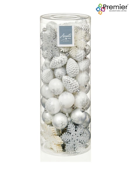 Premier Decorations Ltd White 84pc Christmas Decorations (AE5655) | £28