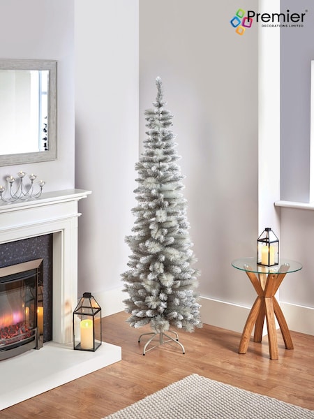 Premier Decorations Ltd 6.5ft Silver Tipped Pencil Pine Christmas Tree (AE5665) | £70