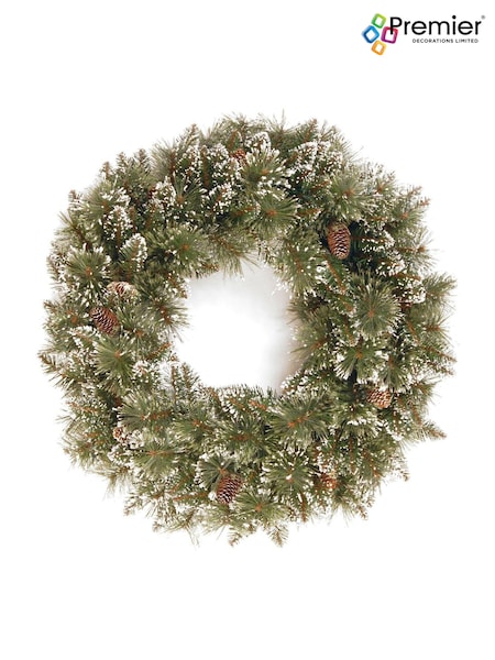 Premier Decorations Ltd Green 60cm Glittery Bristle Christmas Wreath (AE5673) | £40